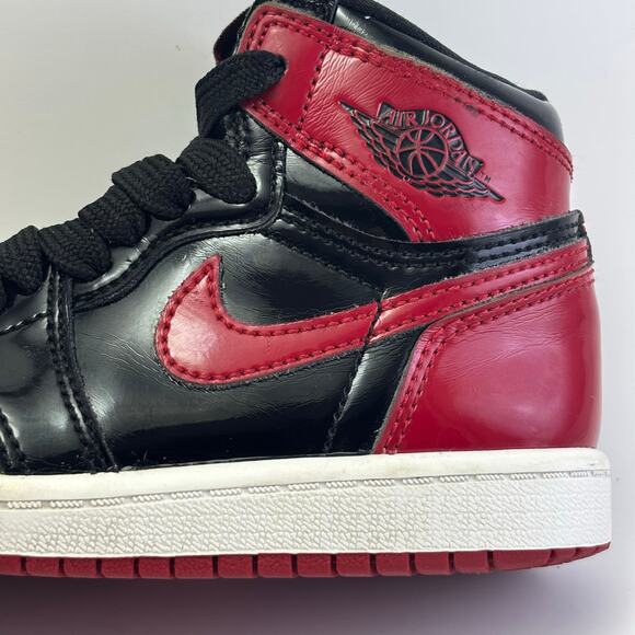 NIKE AIR JORDAN 1 Retro High OG Patent Bred (PS) Shoes Kids Size 11C - Picture 10 of 12